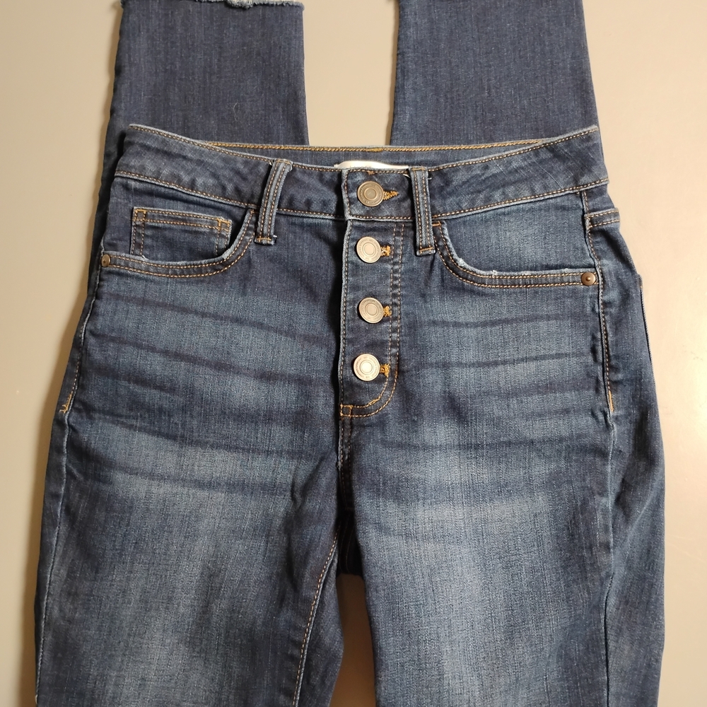 LC Lauren Conrad High-Rise Button-Fly Jeans in Medium Blue Wash